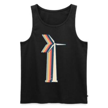Windturbine Techniker Retro Line Art - Männer Premium Bio Tank Top - Schwarz - Vorne - Michal (187cm)