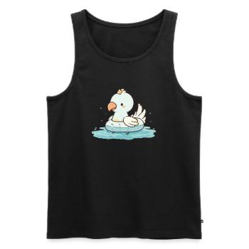 Süßer Cartoon Papagei mit Schwimmring im Wasser - Männer Premium Bio Tank Top - Schwarz - Vorne - AI Model Male 178 light (178cm)