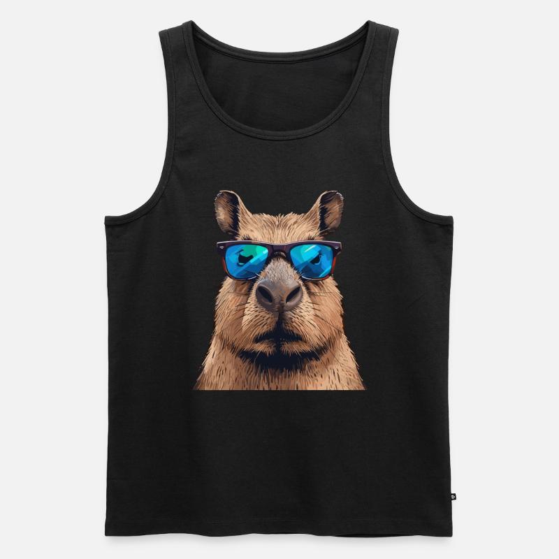 Cooles Capybara mit Sonnenbrille - Männer Premium Bio Tank Top - Schwarz