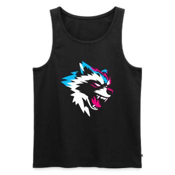 Neon Wolf Kopf – Aggressives Gaming Design - Männer Premium Bio Tank Top - Schwarz - Vorne - AI Model Male 178 light (178cm)