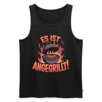 Es Ist Angegrillt BBQ Spaß Grillen Feuer - Männer Premium Bio Tank Top - Schwarz - Vorne - Michal (187cm)