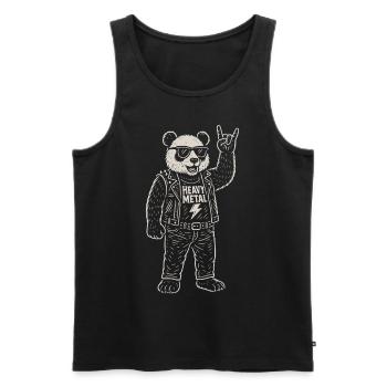 Heavy Metal Panda Rétro Rock Musique Métal drôle - Débardeur bio Premium Homme - noir - Devant - Michal (187cm)