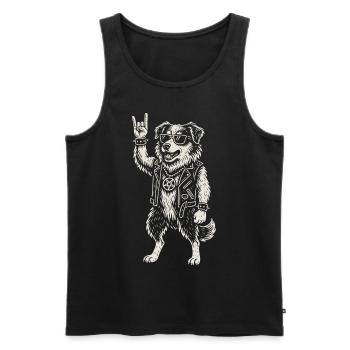 Musique rock Drôle Berger australien Chien - Débardeur bio Premium Homme - noir - Devant - Michal (187cm)