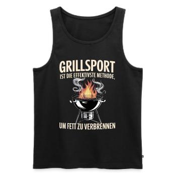 Grillades : le moyen le plus efficace de perdre de la graisse - Débardeur bio Premium Homme - noir - Devant - AI Model Male 178 light (178cm)