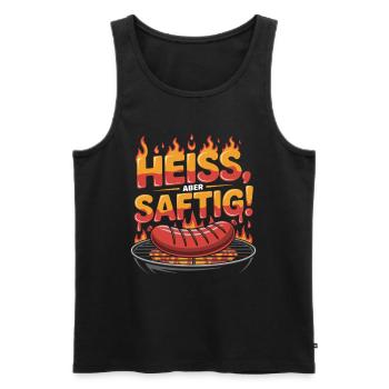 Heiß, Aber Saftig Wurst Grillen Genussvolles BBQ - Männer Premium Bio Tank Top - Schwarz - Vorne - AI Model Male 178 light (178cm)