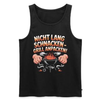 Nicht Lang Schnacken Grill Anpacken Barbecue Spaß - Männer Premium Bio Tank Top - Schwarz - Vorne - AI Model Male 178 light (178cm)
