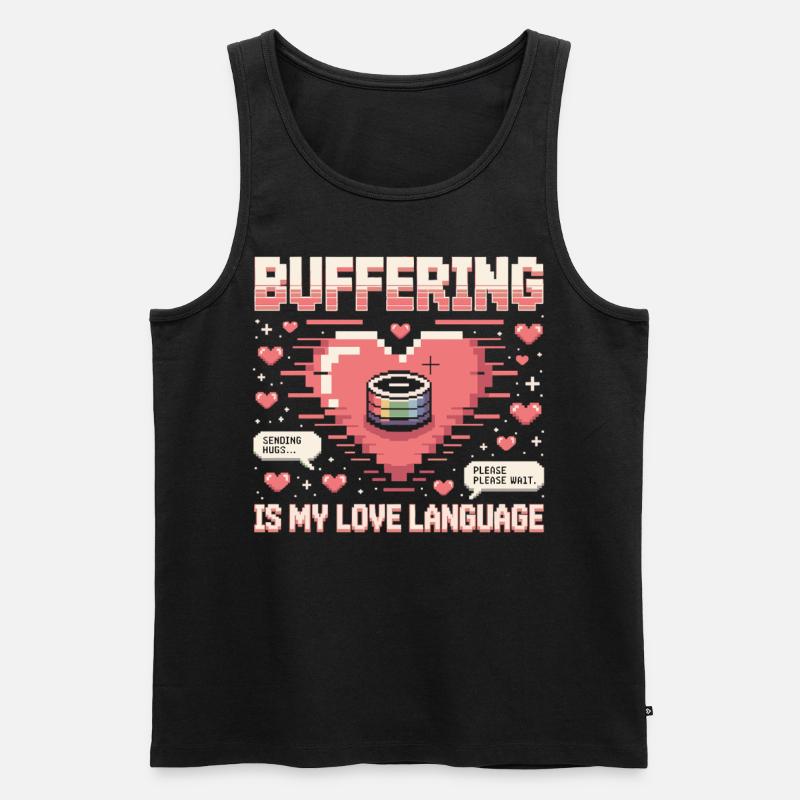 Pixel Heart Loading Bar - Men's Premium Organic Tank Top - black