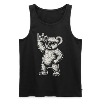 Musique Rock Koala Heavy Metal Drôle Design - Débardeur bio Premium Homme - noir - Devant - Michal (187cm)