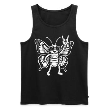 Drôle Papillon Rock Musique Heavy Metal Humour - Débardeur bio Premium Homme - noir - Devant - Michal (187cm)