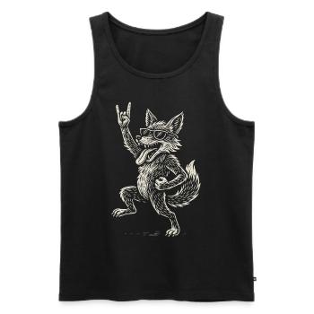 Fox Loves Rock Music Metal Music Funny - Men's Premium Organic Tank Top - black - Front - Michal (187cm)