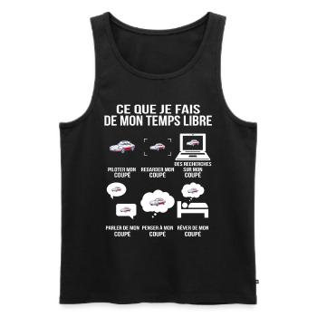 Ce que je fais de mon temps libre Passion voiture - Débardeur bio Premium Homme - noir - Devant - Michal (187cm)