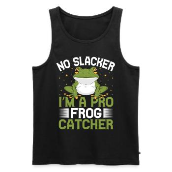 Frog Catcher No Slacker A Pro Frog - Männer Premium Bio Tank Top - Schwarz - Vorne - Michal (187cm)