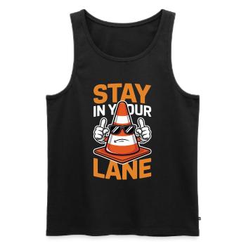 Stay In Your Lane Traffic Cone Humor - Men's Premium Organic Tank Top - black - Front - AI Model Male 178 light (178cm)