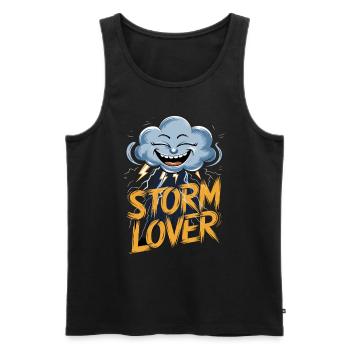 Storm Lover Clouds Lightning Face - Men's Premium Organic Tank Top - black - Front - AI Model Male 178 light (178cm)