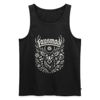 Hirsch Lausmadl - Festzelt, Bier und Gaudi - Männer Premium Bio Tank Top - Schwarz - Vorne - AI Model Male 178 light (178cm)
