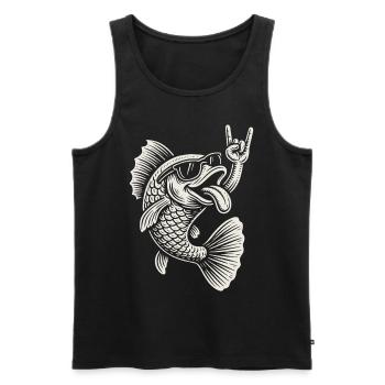 Rock Musique Poisson Drôle Metal Musique Rétro - Débardeur bio Premium Homme - noir - Devant - Michal (187cm)