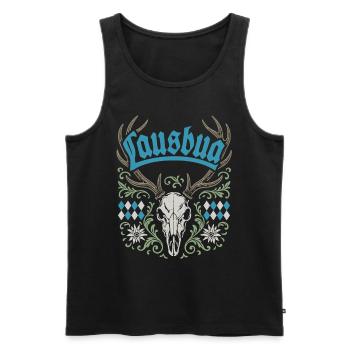 Lausbua Hirsch - Festzelt, Bier und Gaudi - Männer Premium Bio Tank Top - Schwarz - Vorne - AI Model Male 178 light (178cm)