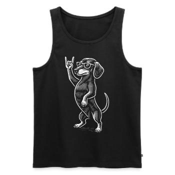 Rock Musik Funny Heavy Metal Retro Dachshund - Männer Premium Bio Tank Top - Schwarz - Vorne - Michal (187cm)