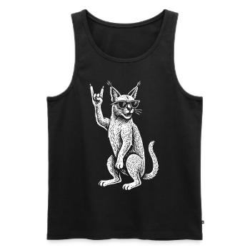 Metal Musik Rock Musik Lynx Funny Retro Rock Vibes - Männer Premium Bio Tank Top - Schwarz - Vorne - Michal (187cm)