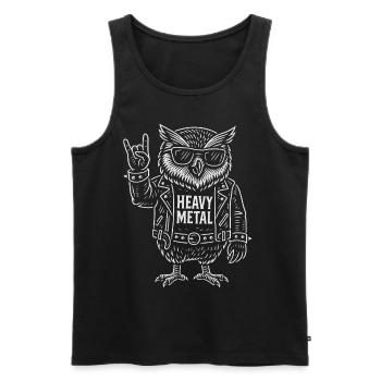 Heavy Metal Eule Rock Musik Lustig Retro - Männer Premium Bio Tank Top - Schwarz - Vorne - Michal (187cm)