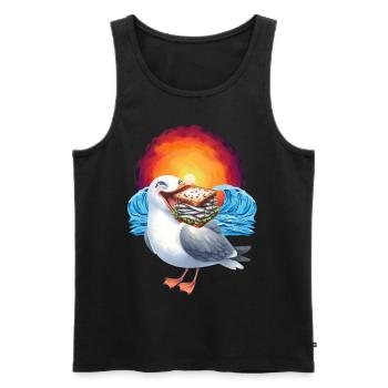 Sandwidsch Hareng Poisson Mouette Maritime - Débardeur bio Premium Homme - noir - Devant - Michal (187cm)