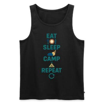 Eat Sleep Camp Repeat Lustiges Camping-abenteuer - Männer Premium Bio Tank Top - Schwarz - Vorne - Michal (187cm)