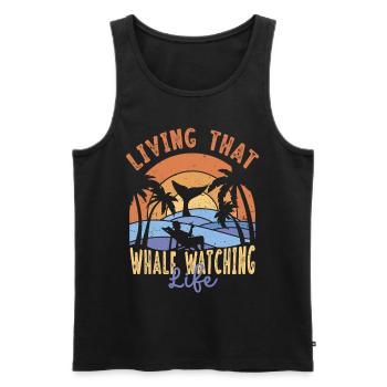 Walbeobachtung Vivre cette vie d’observation des baleines - Débardeur bio Premium Homme - noir - Devant - Michal (187cm)
