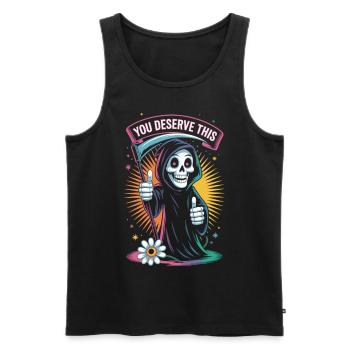 You Deserve This Sensemann Shirt - Männer Premium Bio Tank Top - Schwarz - Vorne - Michal (187cm)