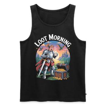 Gamer Shirt Loot Morning - Männer Premium Bio Tank Top - Schwarz - Vorne - AI Model Male 178 light (178cm)