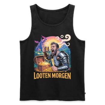 RPG Looten Morgen Kaffee T-Shirt - Männer Premium Bio Tank Top - Schwarz - Vorne - AI Model Male 178 light (178cm)