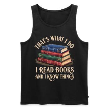 Bücherwurm Lesen Macht Schlau T-Shirt - Männer Premium Bio Tank Top - Schwarz - Vorne - AI Model Male 178 light (178cm)