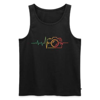 Photo Camera Heart Line - Men's Premium Organic Tank Top - black - Front - AI Model Male 178 light (178cm)