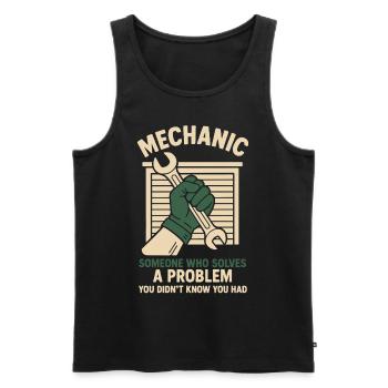 Mécanicien Résolution de problèmes Garage Drôle de dicton - Débardeur bio Premium Homme - noir - Devant - Michal (187cm)