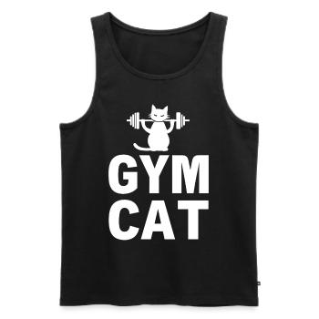 Gym Cat - Dicton de chat sportif - Débardeur bio Premium Homme - noir - Devant - AI Model Male 178 light (178cm)