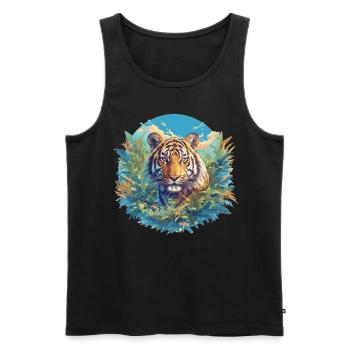 Sumatra-Tiger - Männer Premium Bio Tank Top - Schwarz - Vorne - AI Model Male 178 light (178cm)