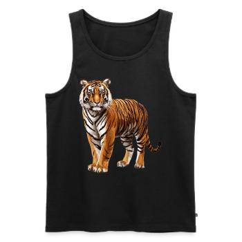 Sumatra-Tiger - Männer Premium Bio Tank Top - Schwarz - Vorne - AI Model Male 178 light (178cm)