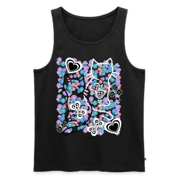 Retro Katze 60er - Männer Premium Bio Tank Top - Schwarz - Vorne - AI Model Male 178 light (178cm)