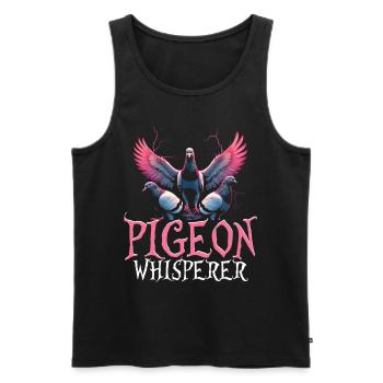 Pigeons colombophiles pigeons voyageurs Pigeon chuchoteur de pigeons - Débardeur bio Premium Homme - noir - Devant - AI Model Male 178 light (178cm)
