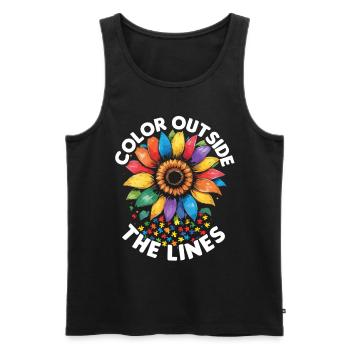 Autistic Autistic Autism Color outside the lines - Men's Premium Organic Tank Top - black - Front - Michal (187cm)