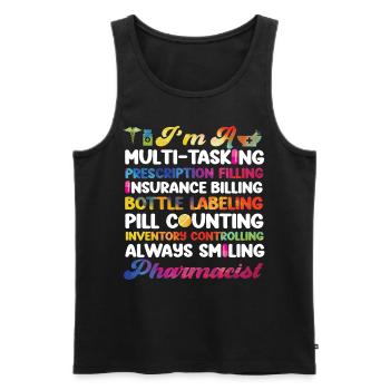 Pharmacy Tech Technician - Men's Premium Organic Tank Top - black - Front - Michal (187cm)