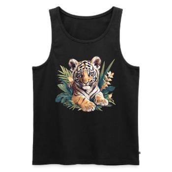 Sumatra-Tiger - Männer Premium Bio Tank Top - Schwarz - Vorne - AI Model Male 178 light (178cm)