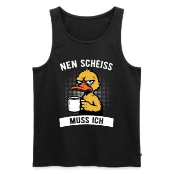 Freche Ente - Nen Scheiß muss ich - Kaffee - Männer Premium Bio Tank Top - Schwarz - Vorne - Michal (187cm)