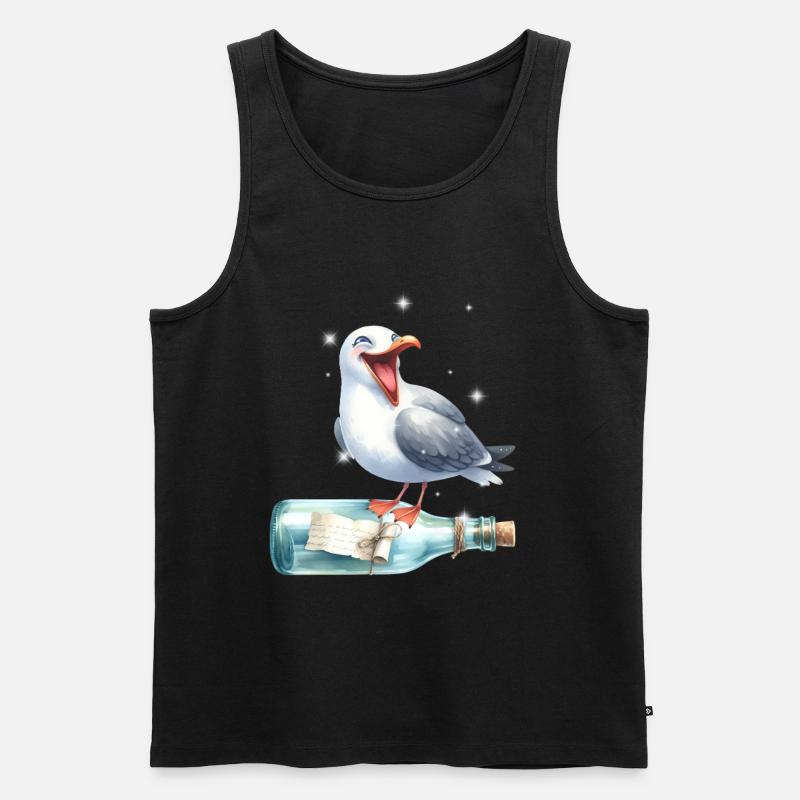 maritim Möwe Flaschenpost Möwen - Männer Premium Bio Tank Top - Schwarz