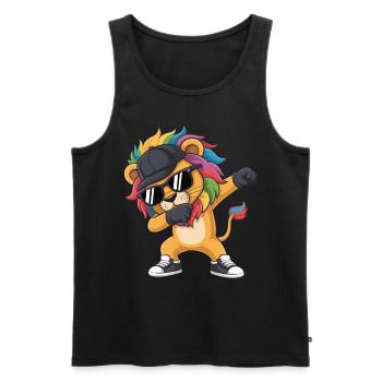 Dabbing Lion avec casquette – Kids Street Style - Débardeur bio Premium Homme - noir - Devant - AI Model Male 178 light (178cm)