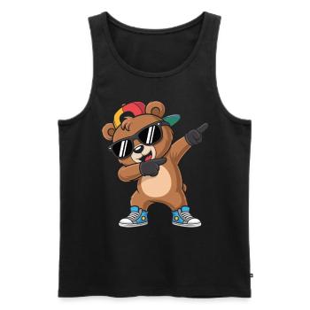 Dabbing Bär mit Cap – Cooles Kinder Motiv - Männer Premium Bio Tank Top - Schwarz - Vorne - AI Model Male 178 light (178cm)
