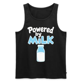 Powered by Milk - Milchflasche Baby Spruch - Männer Premium Bio Tank Top - Schwarz - Vorne - Michal (187cm)
