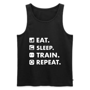 Eat. Sleep. Train. Repeat. - Männer Premium Bio Tank Top - Schwarz - Vorne - AI Model Male 178 light (178cm)