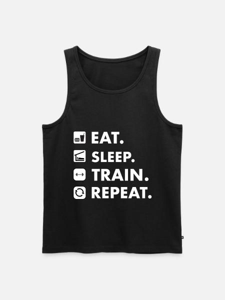 Eat. Sleep. Train. Repeat. - Männer Premium Bio Tank Top - Schwarz
