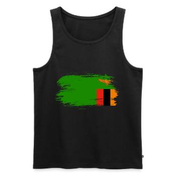 Sambia Flagge Fahne - Männer Premium Bio Tank Top - Schwarz - Vorne - AI Model Male 178 light (178cm)