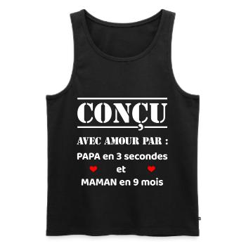 CONÇU AVEC AMOUR PAR PAPA ET MAMAN EN 9 MOIS - Débardeur bio Premium Homme - noir - Devant - AI Model Male 178 light (178cm)